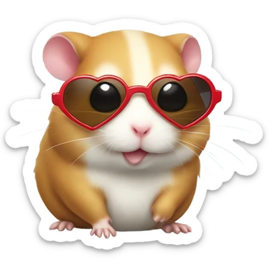  hamster with heart sunglasses and poop emoji sticker