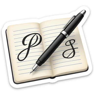 pen writing initials JP sticker