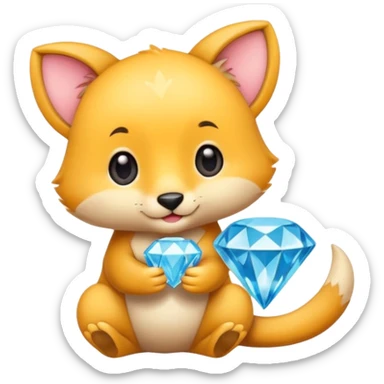 cute animal holding a diamond, different animal or pose 1 sticker
