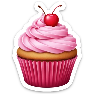 cupcake with pink icing and cherry on top sticker