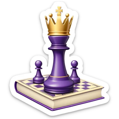 A gray book with royal purple details, gold lettering, and an embossed chess piece, dollar sign, or split path on the cover, radiating financial wisdom, strategic wealth-building, and mindset transformation. sticker