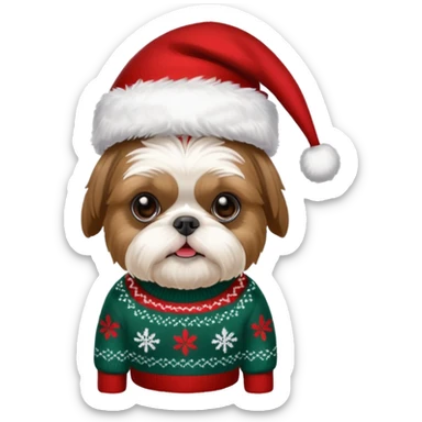 Small all OVER dark grey faced shih tzu christmas sweater hat sticker