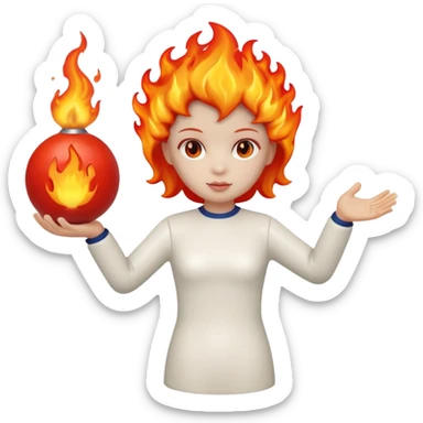 Boneca segurando uma Bola que está queimando sticker
