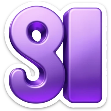 3D text that spells "me" in a shiny purple font  sticker