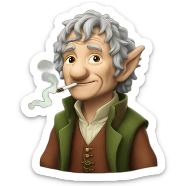 Bilbo the hobbit smoking cannabis sticker