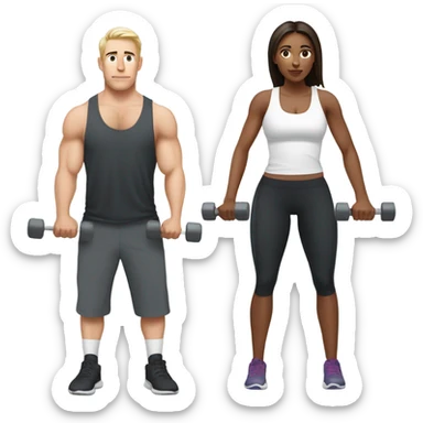 A husband and a wife it’s white skintraining in gym together sticker