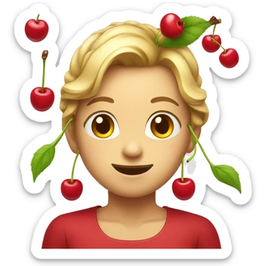 Cherries with bow around it sticker