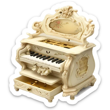 Vintage rococo ivory music box sticker