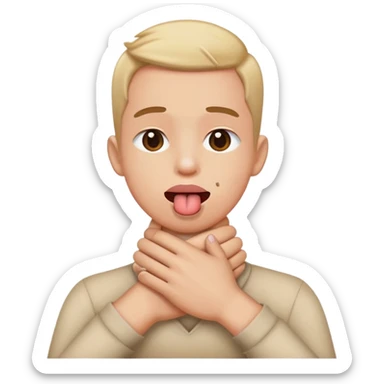 person holding neck crossed hands crossed tongue out sticker