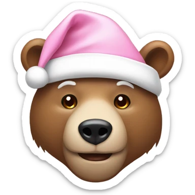 bear with light pink santa hat sticker