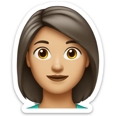 Femme 50 ans yeux noirs brune cheveux mi-Long sticker