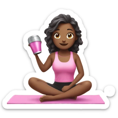 selfcare era girl meditating pilates cute pink calm in hawaii at the beach stanley cup  sticker