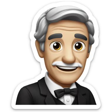 Ralph Waldo Emerson with thumbs up with a little frown and black clothes sticker