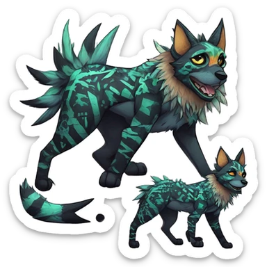 cool edgy animal fursona creature by griffsnuff & LiLaiRa & Falvie with badass colors with patterns and a spiked collar full body sticker