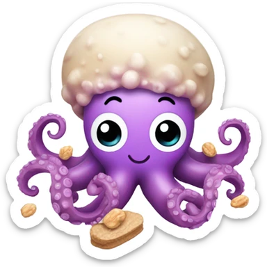 Kawaii octopus with peanut sticker