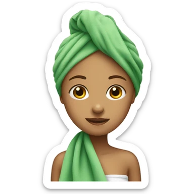 a girl with a towel on her head sticker