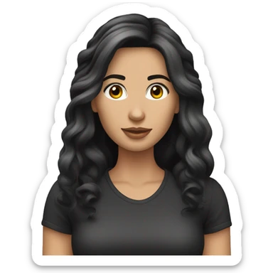 lange schwarze offene  haare, helle hautfarbe, weiblich, bauer augen sticker