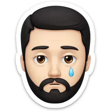 мужчина с белым тоном кожи и черными волосами и бородой с грусным взглядом sticker