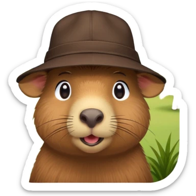 Capibara with a hat sticker