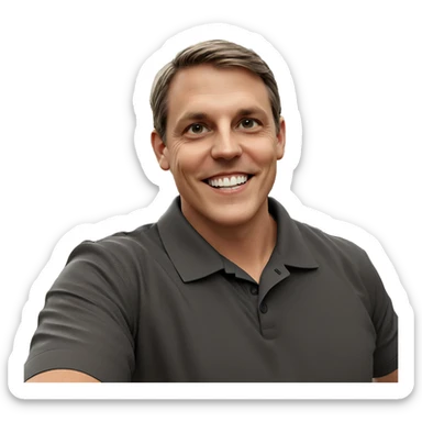 smiling boy with palm tree sticker