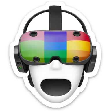 A VR headset with white background and pride flag colors, vr headset only sticker
