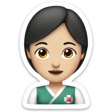 Pregnant Mexican/Japanese nurse, brown eyes, nose ring, dark red/black hair sticker