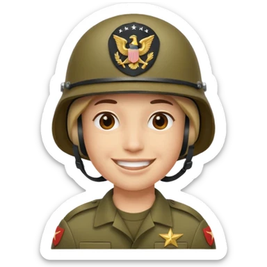 slack style emoji simple smile 🙂 :simple_smile:

add a military 🪖 :military_helmet:  on his head sticker