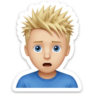 boy with spiky blonde hair, surprised face sticker