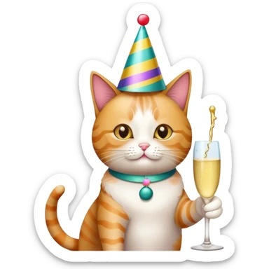Cat at a party with champagne sticker