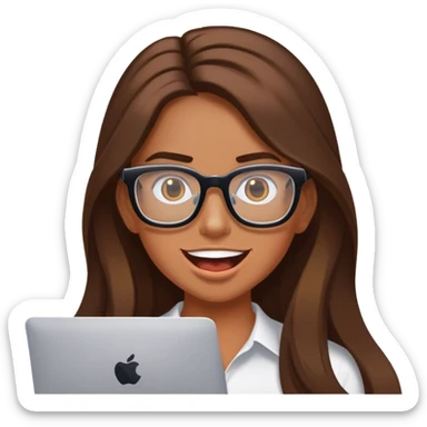 Andi Deeluxe mit langen braunen Haaren, Computerbrille, braun gebrannte Haut, großer Mund sticker