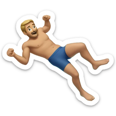 An emoji of a fair-skinned man happily diving headfirst into a pool. sticker
