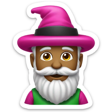gnomo con cappello fucsia e barba bianca. indossa una maglia verde ed un pantalone nero  sticker