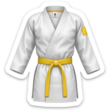 karate gi with a yellow belt sticker