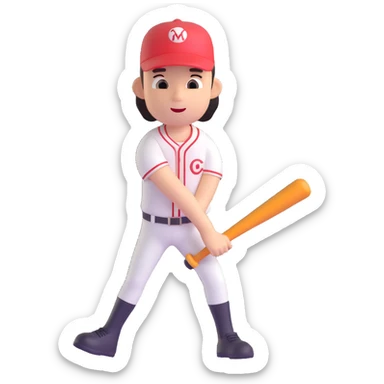 Make the baseball bat character all the same color and render it in a 3D style with no background. sticker