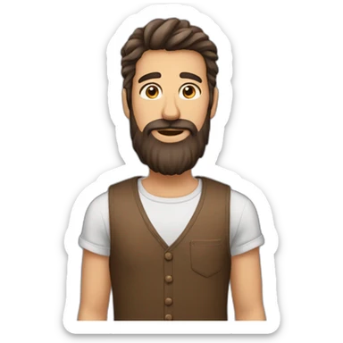 homme cheveux longs brun et barbe sticker