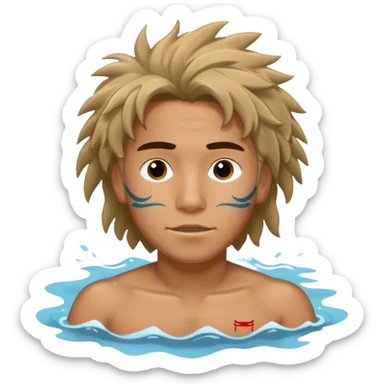 Lifeguard Native American Teenager with messy hair swimming to rescue someone sticker