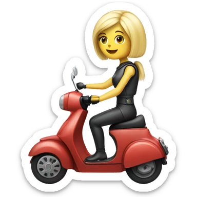 Female robot with blond hair on a manual scooter sticker