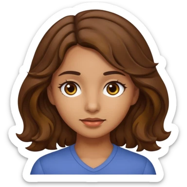 Girl with Brown wavy hair and brown eyes with olive skin  sticker