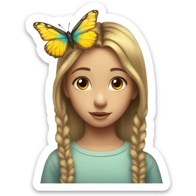 A butterfly on a girls head sticker