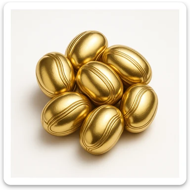 cluster of elegant kinkéliba beans in gold style with ornate shine sticker