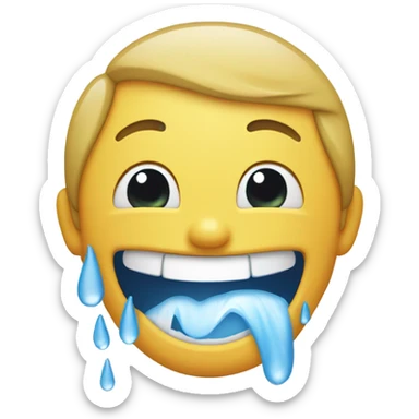Waterfall tears with laughing face sticker