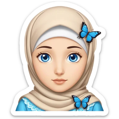 Turkish beautiful finish Konya girl blue eyes with hijab and butterfly dress sticker