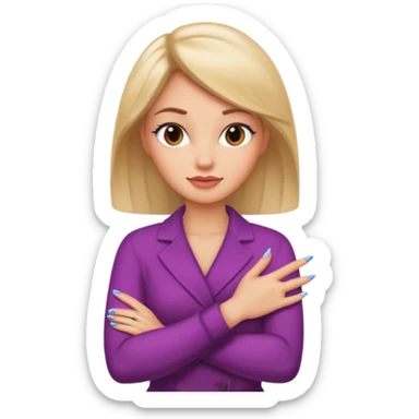Lady emoji with sassy face and arms and hands with nails sticker