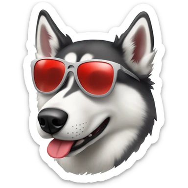 Husky dog with red sunglasses  sticker