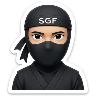 iphpme Black Ninja emoji with SGF written on headband sticker
