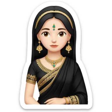 Russian girl in Indian blacksaree show full image from head to leg sticker