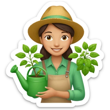 woman gardener with watering pot sticker