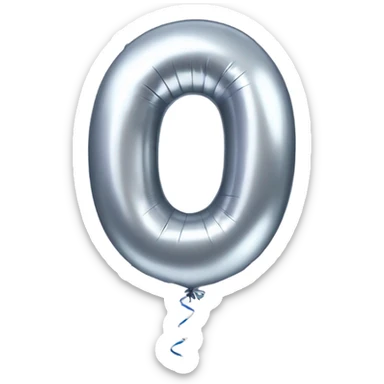 Silver balloon in shape of number 0 closed sticker