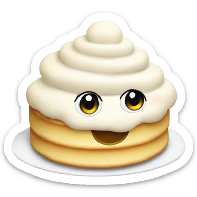 single round cute crumpet with happy face with whipped cream on top sticker