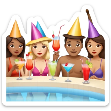 a ton of people getting drunk in front of a pool sticker